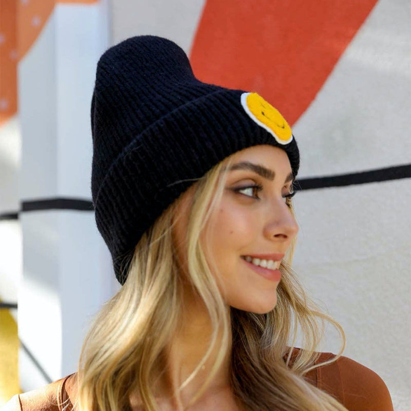 Smiley Ribbed Beanie