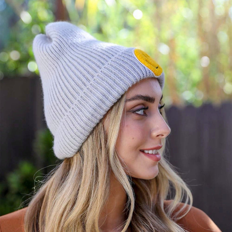 Smiley Ribbed Beanie