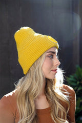 Smiley Face Ribbed Beanie