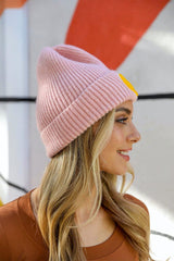 Smiley Face Ribbed Beanie