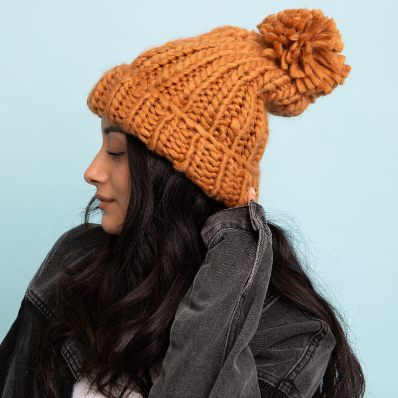 Gorros de punto cable grueso.