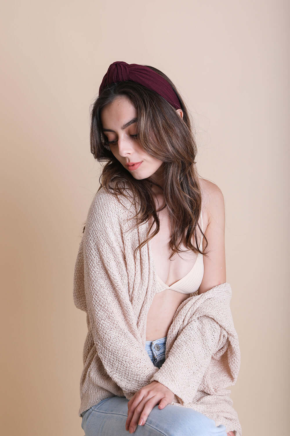 Diadema con moño a rayas