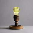 C.P.LIGHT Floral Glass Accent Lamp with Wooden Cube Base
