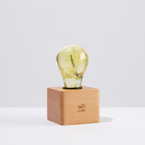 C.P.LIGHT Floral Glass Accent Lamp with Wooden Cube Base