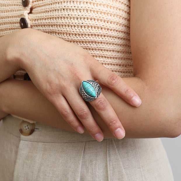 Bagues classiques en turquoise marquise.