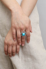 Square Cut Adjustable Turquoise Ring