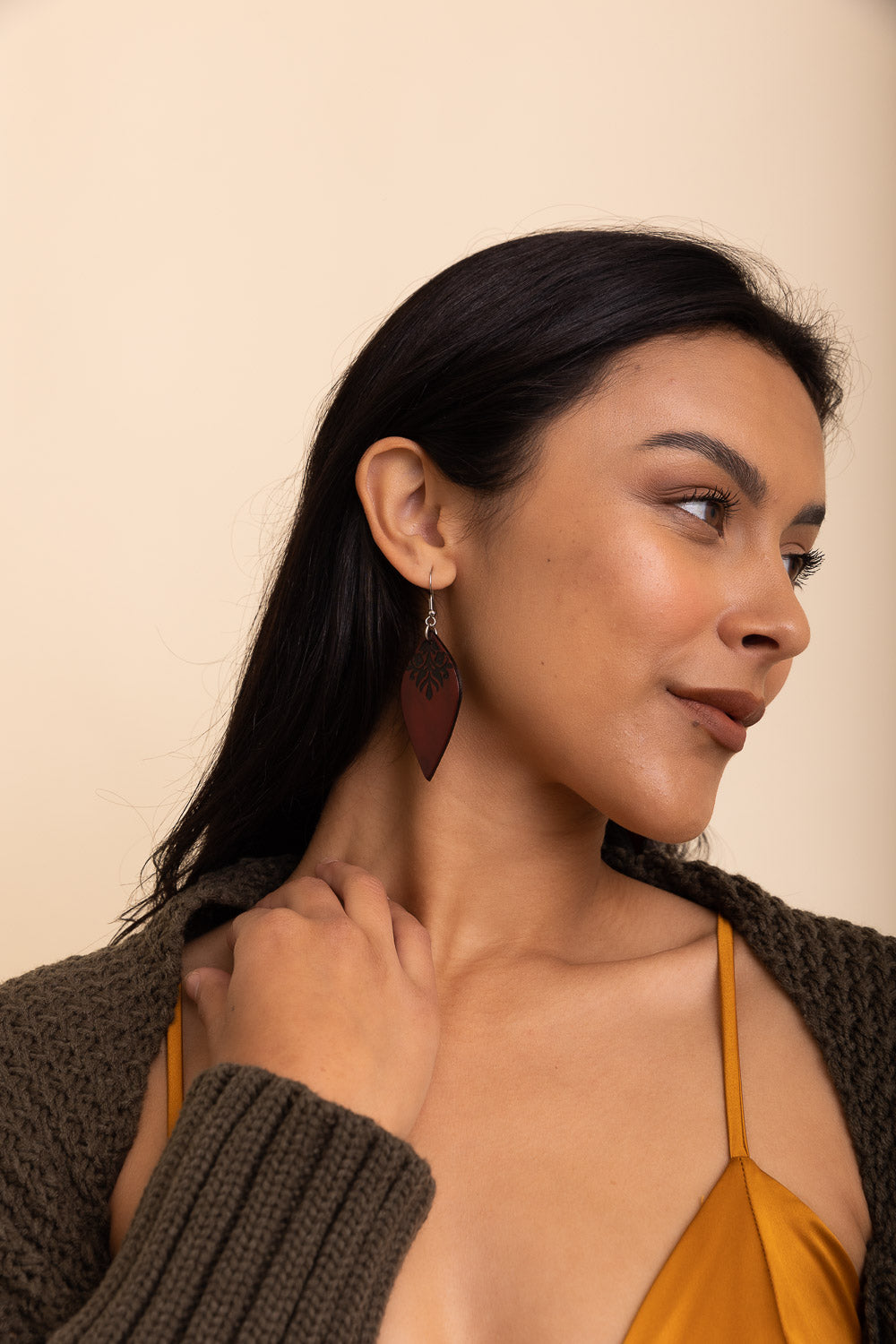 Leaf Leather Earrings