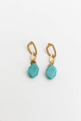 Turquoise Stone Drop Chain Earrings