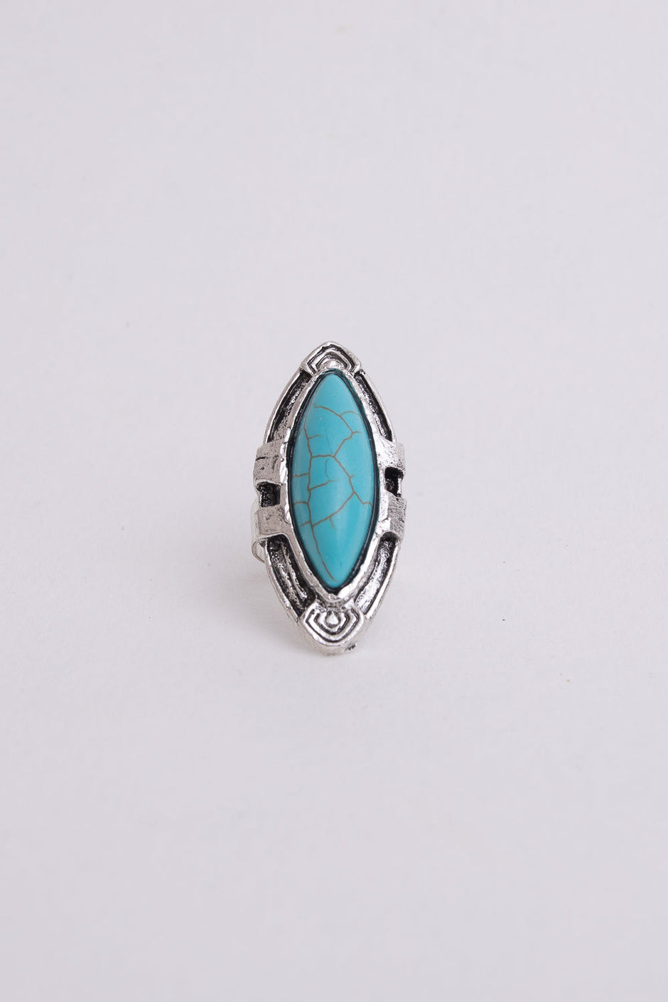 Bagues en argent taille marquise turquoise.