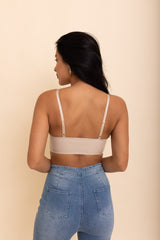 Bralette elegante de piel sintética de corte largo