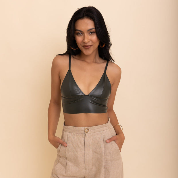 Bralettes longues en similicuir S/M/L