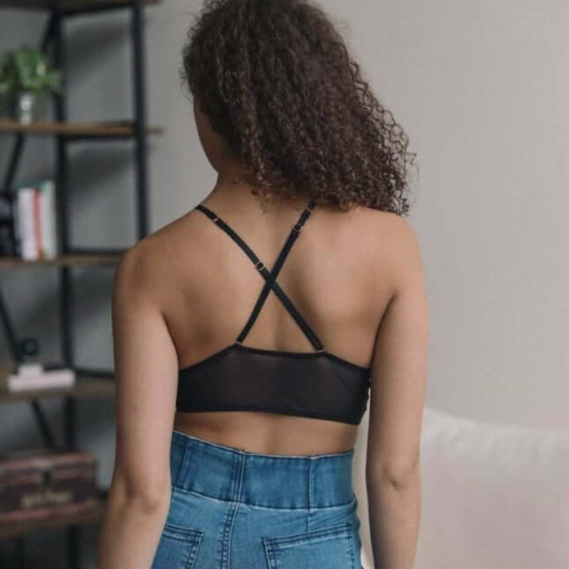 Bralette à col montant en dentelle brodée 