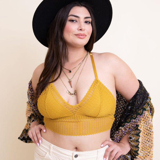 Mustard Knit Halter Bralette Top for Women