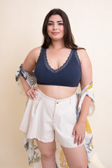 Bralette acolchado con ribete de encaje Plus