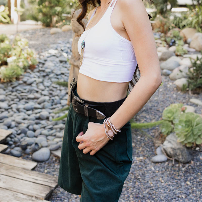 One Shoulder Ribbed Crop Top with Double Strap Design