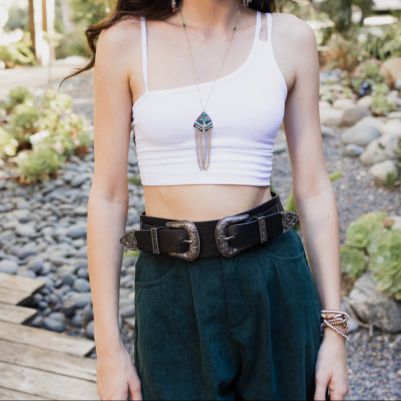 One Shoulder Ribbed Crop Top with Double Strap Design