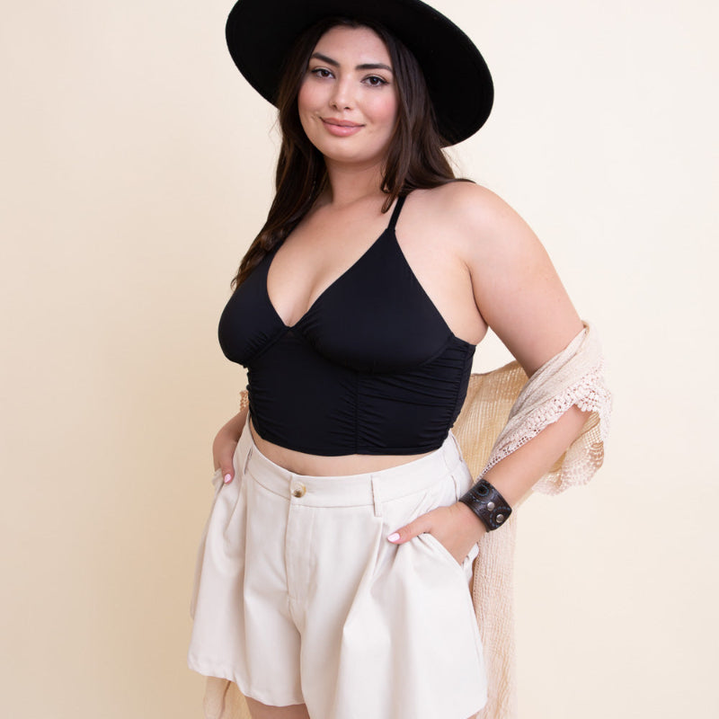 Women V-Neck Halter Crop Top Sleeveless Summer Wear