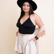 Women V-Neck Halter Crop Top Sleeveless Summer Wear