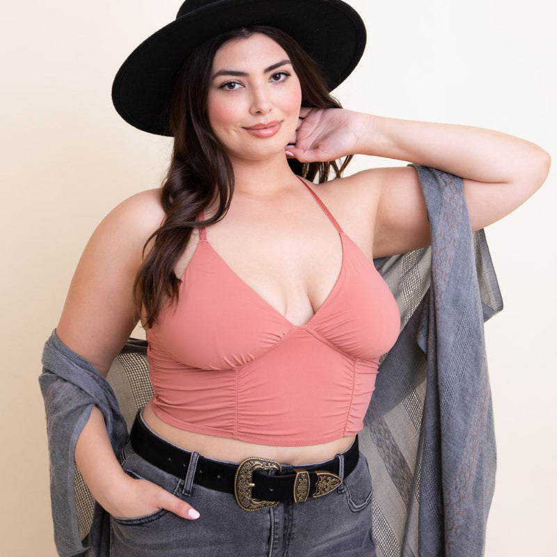 Women V-Neck Halter Crop Top Sleeveless Summer Wear