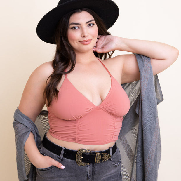 Women V-Neck Halter Crop Top Sleeveless Summer Wear