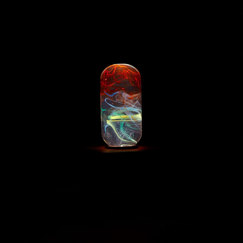 C.P.LIGHT Multicolor Glass Accent Lamp with Wooden Cube Base