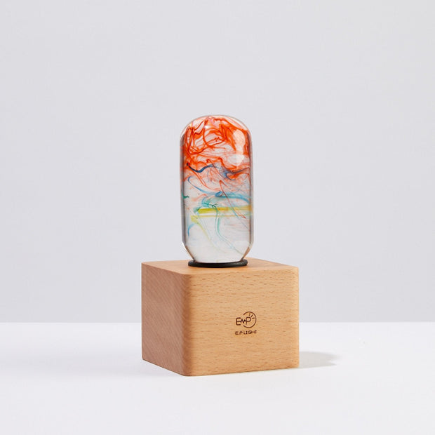 C.P.LIGHT Multicolor Glass Accent Lamp with Wooden Cube Base