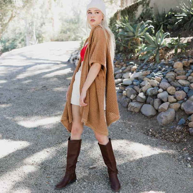 Waffle Hooded Ruana