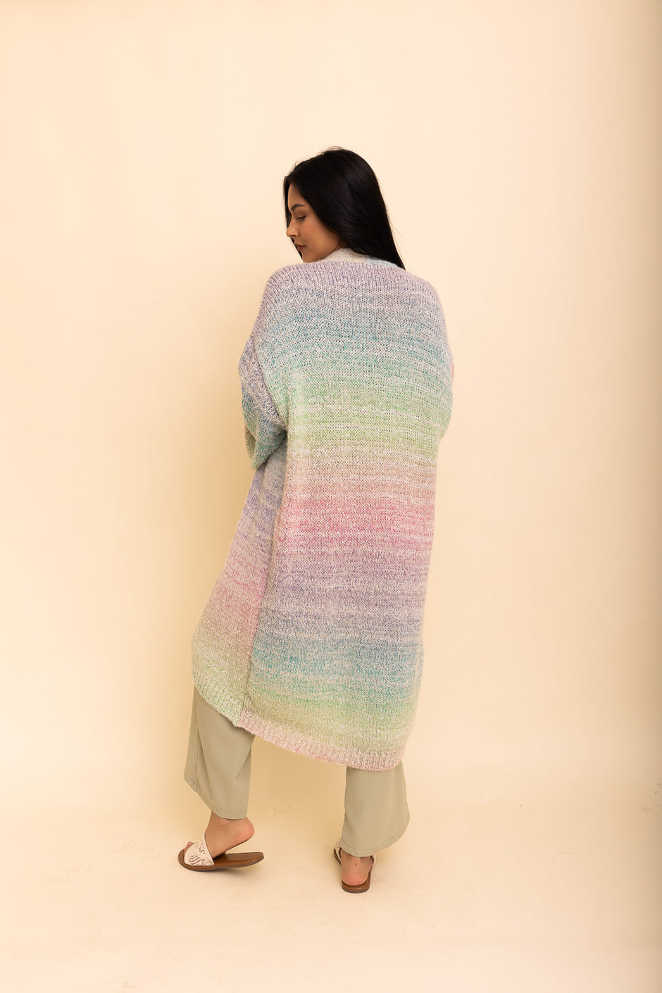 Cárdigans largos con efecto ombré.