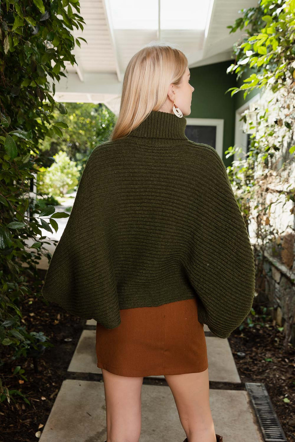 Ribbed Turtleneck Poncho