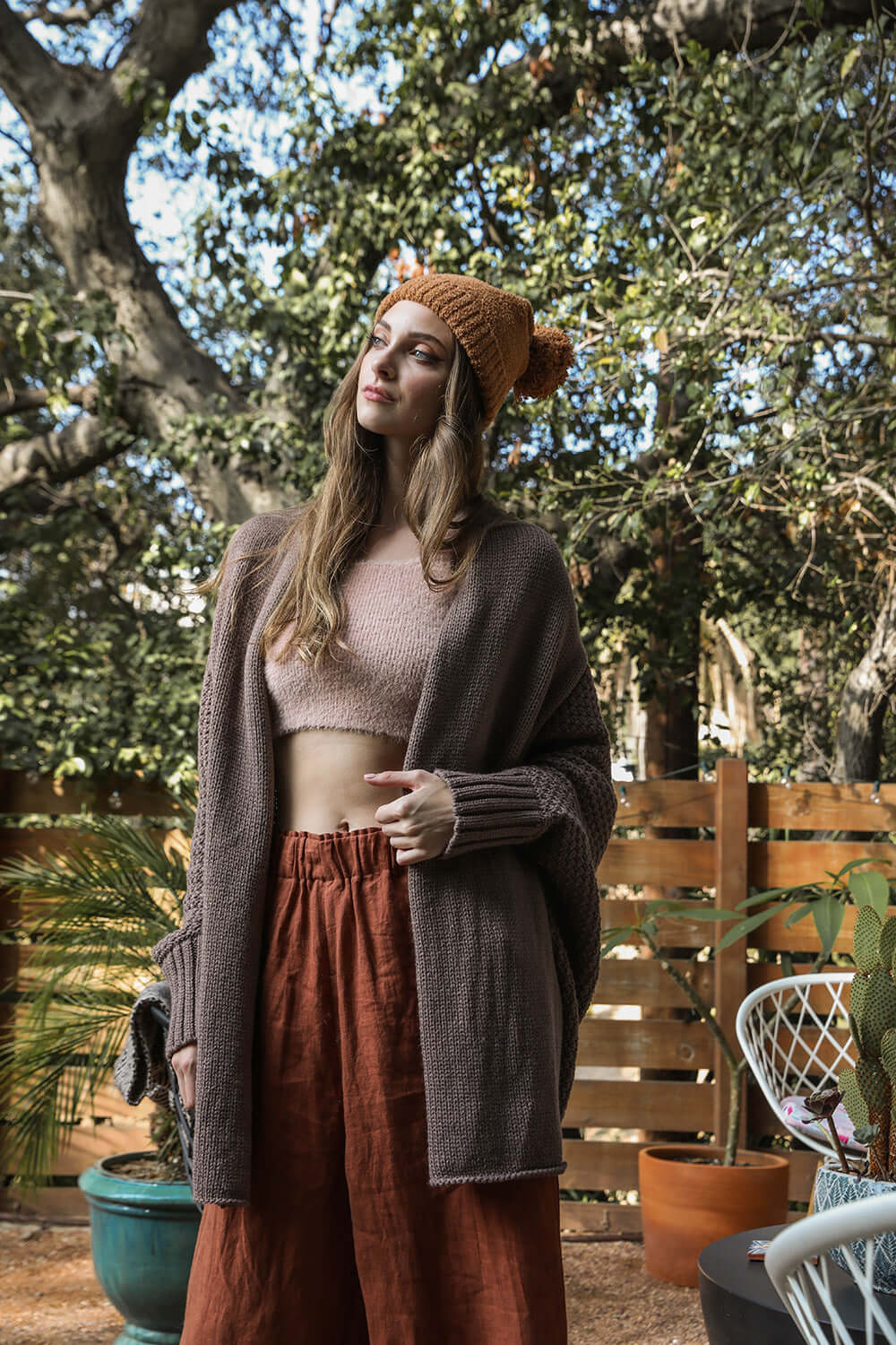 Cardigan en tricot à ailes de chauve-souris