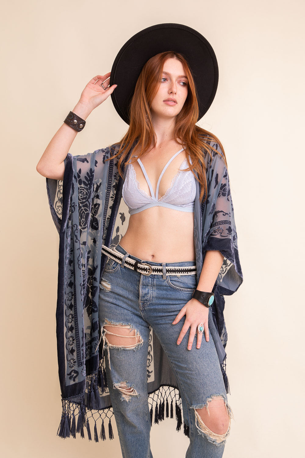Velvet Mesh Kimono