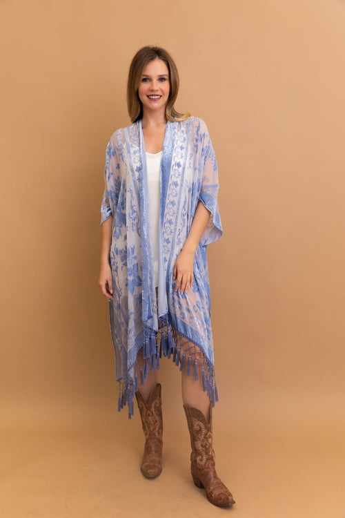 Kimonos de tapiz de malla de terciopelo.