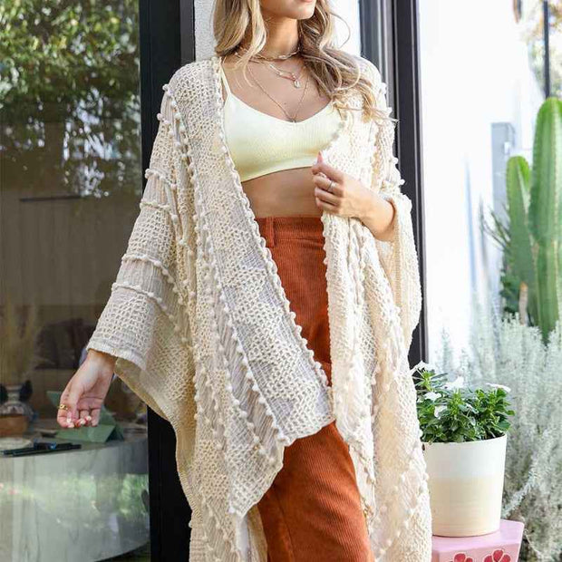 Women Sheer Knit Open Front Long Cardigan Lightweight Cover Up