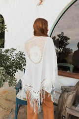 Crochet Medallion Tassel Kimono