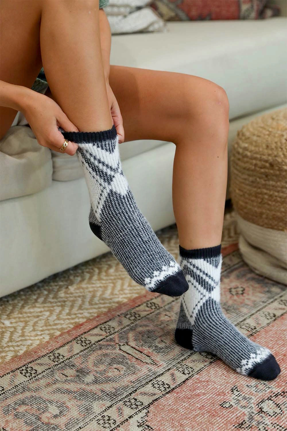 Diamond Pattern Mohair Socks