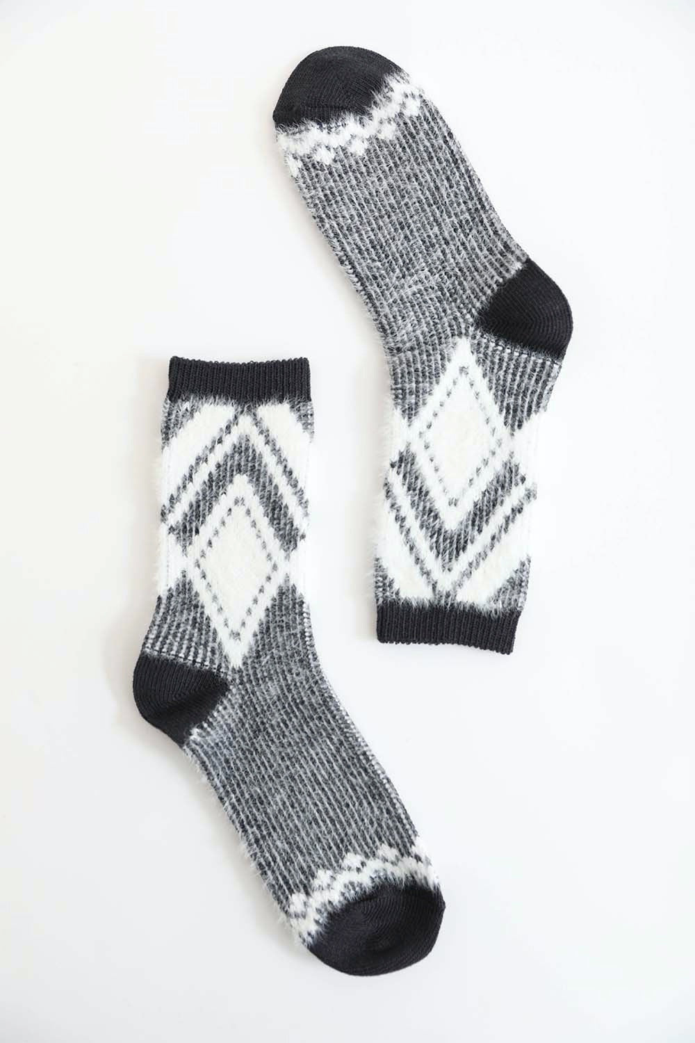 Diamond Pattern Mohair Socks