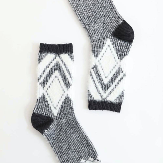 Diamond Pattern Mohair Socks
