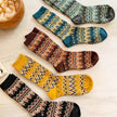 Patterned Crew Socks Set with Geometric Knit Design