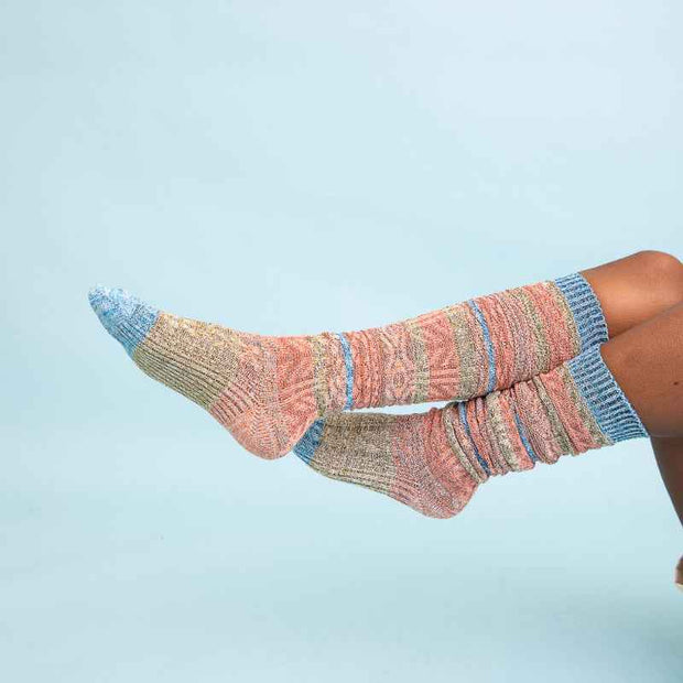 Multicolor Knit Long Socks Stretch Comfortable Casual Wear