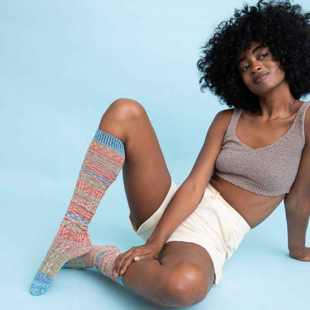 Multicolor Knit Long Socks Stretch Comfortable Casual Wear