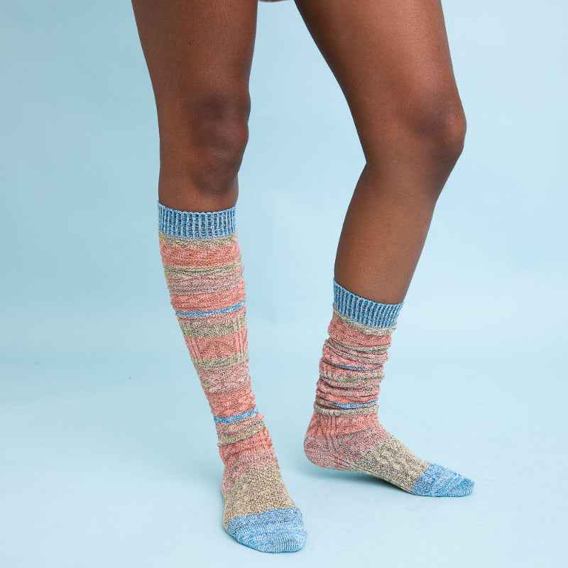 Multicolor Knit Long Socks Stretch Comfortable Casual Wear