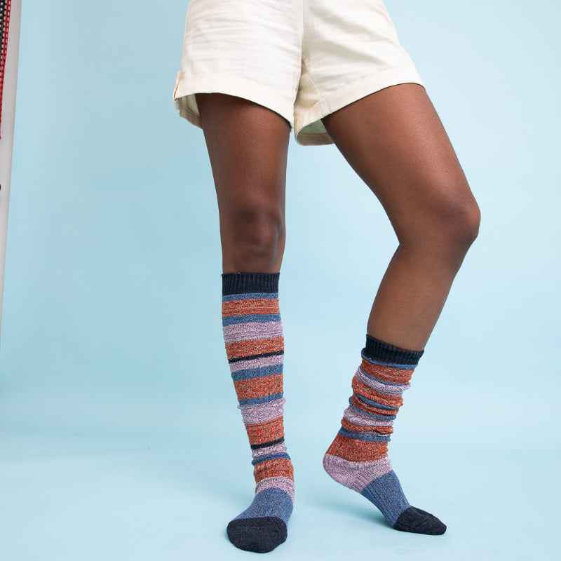 Multicolor Knit Long Socks Stretch Comfortable Casual Wear
