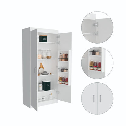 Pantry Cabinet, Five Shelves, White Finish.