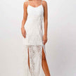 Women Lace Maxi Dress Side Slit Elegant Party Wear
