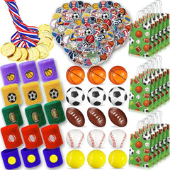 210 Pcs Sports Party Favors for Kids with Golden Winner Awards Medals