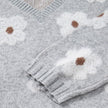 Grey Floral Knit Crewneck Sweater