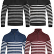 Men’s Striped Half-Zip Pullover in Black, Blue, Burgundy, and Gray