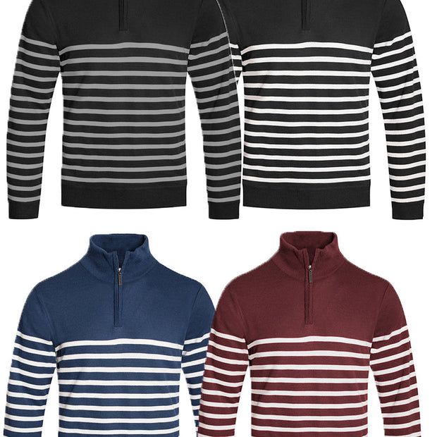 Elevate Your Style with Our Men's Striped Half-Zip Pullover