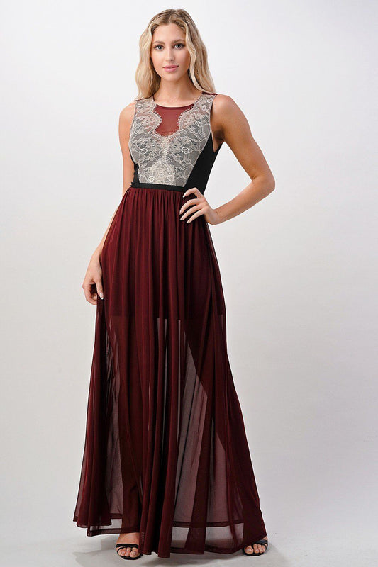 Elegant Sheer Lace Maxi Dresses XS-L.