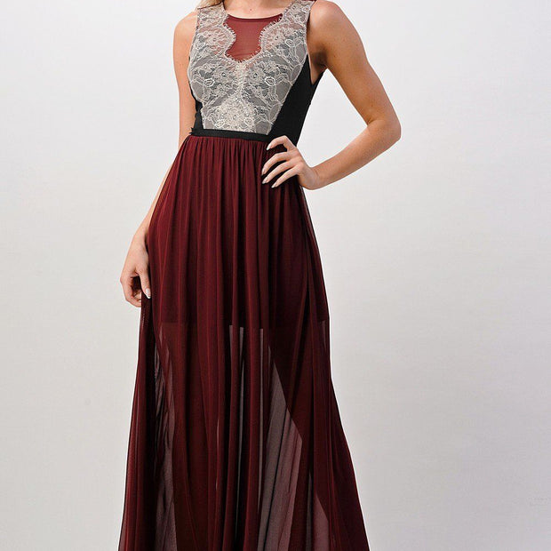 Sheer Lace Maxi Dress